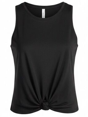 21 Saints Black Twist Front Crop Tank Top Large | Ruched Knot Detail Sleeveless